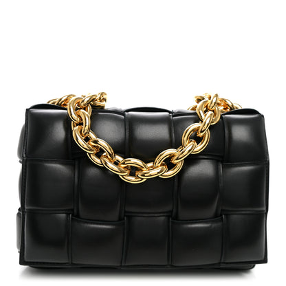 Bottega Veneta Lambskin Maxi Intreccio Padded Chain Cassette Crossbody Bag Black 1 of 10