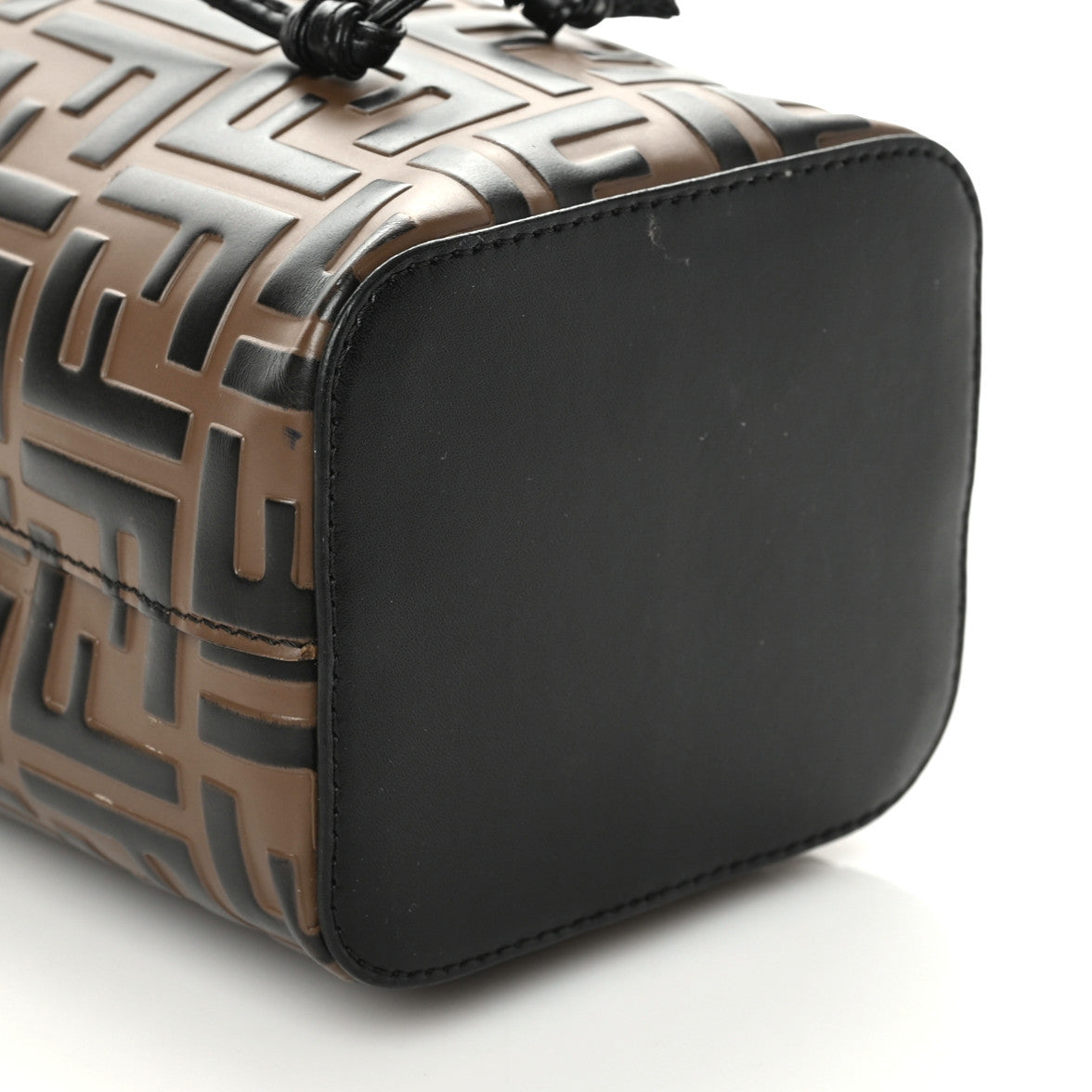 Fendi Vitello Liberty F is Fendi Bi-Color FF 1974 Embossed Mini Mon Tresor Bucket Bag Maya Black 6 of 10