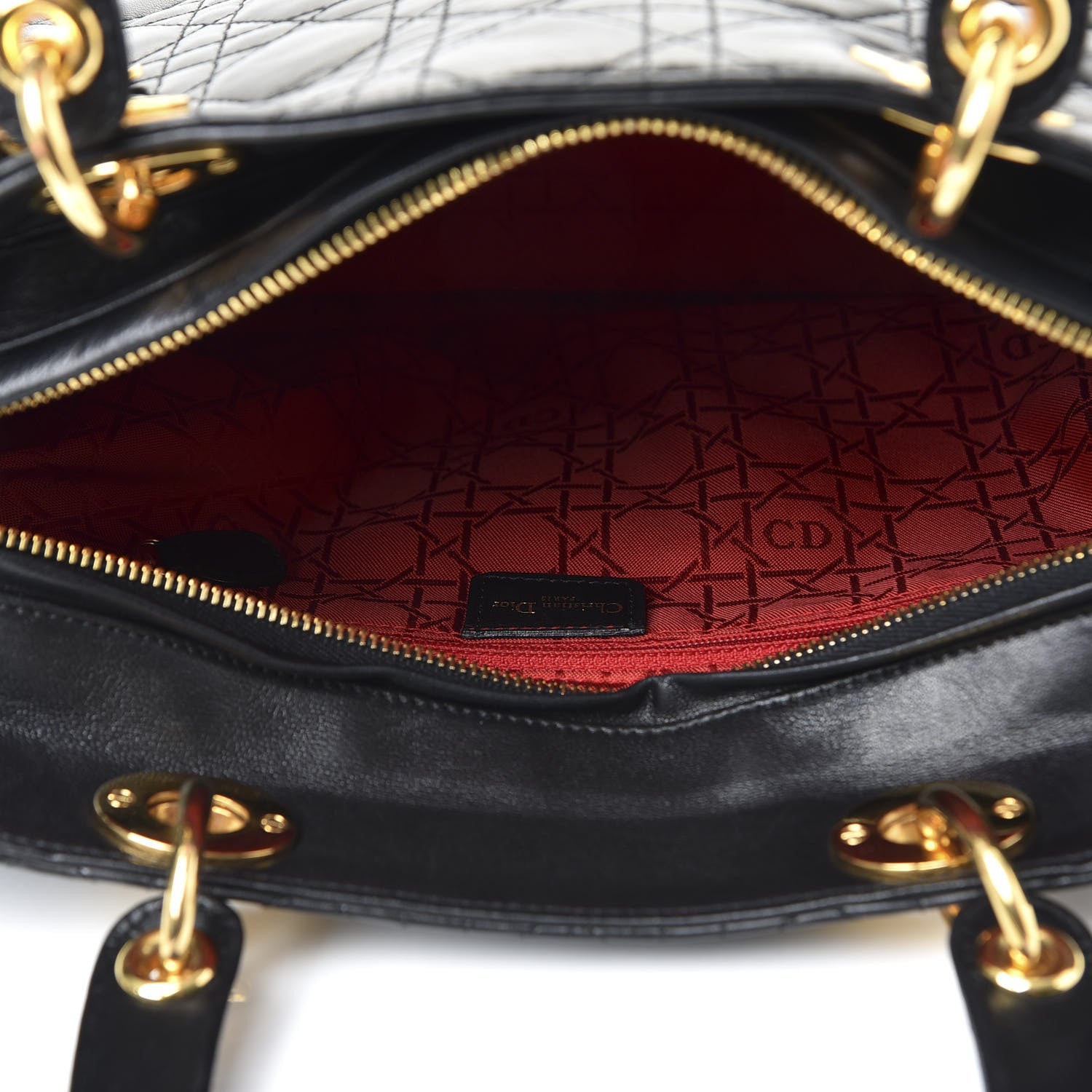 Christian Dior Lambskin Cannage Large Lady Dior Black 4 of 9