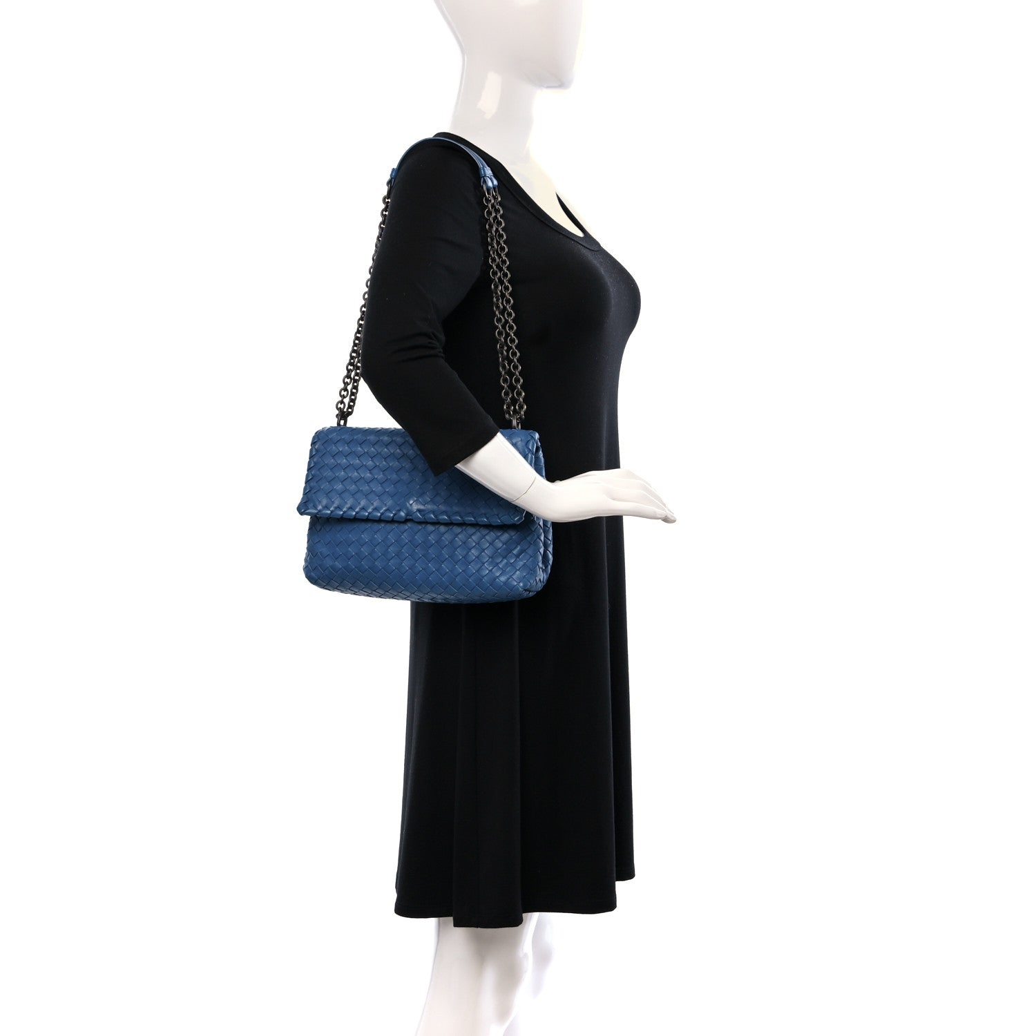 Bottega Veneta Nappa Intrecciato Baby Olimpia Shoulder Bag Signal Blue 2 of 9