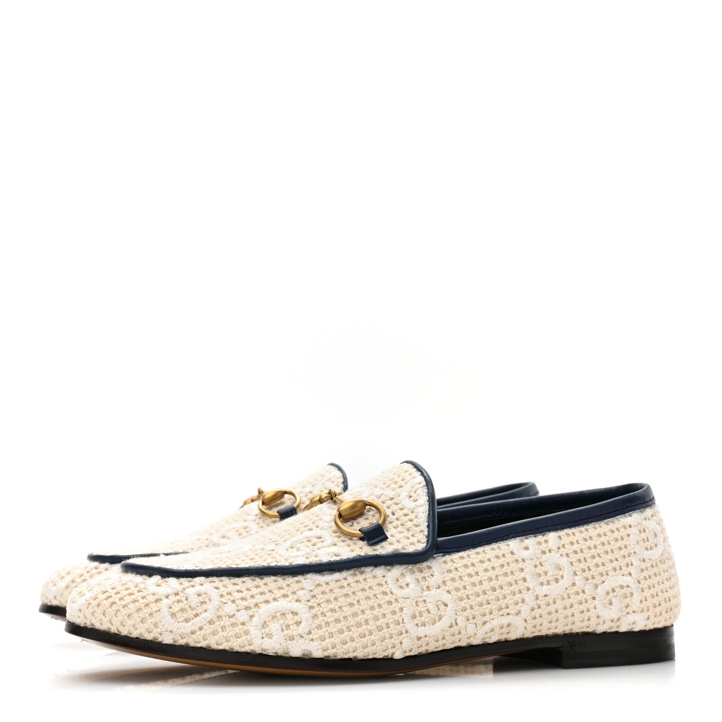 Canvas Nappa Monogram Jumbo GG Horsebit Womens Jordaan Loafers 35.5 Beige Royale