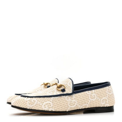 Gucci Canvas Nappa Monogram Jumbo GG Horsebit Womens Jordaan Loafers 35.5 Beige Royale 3 of 9