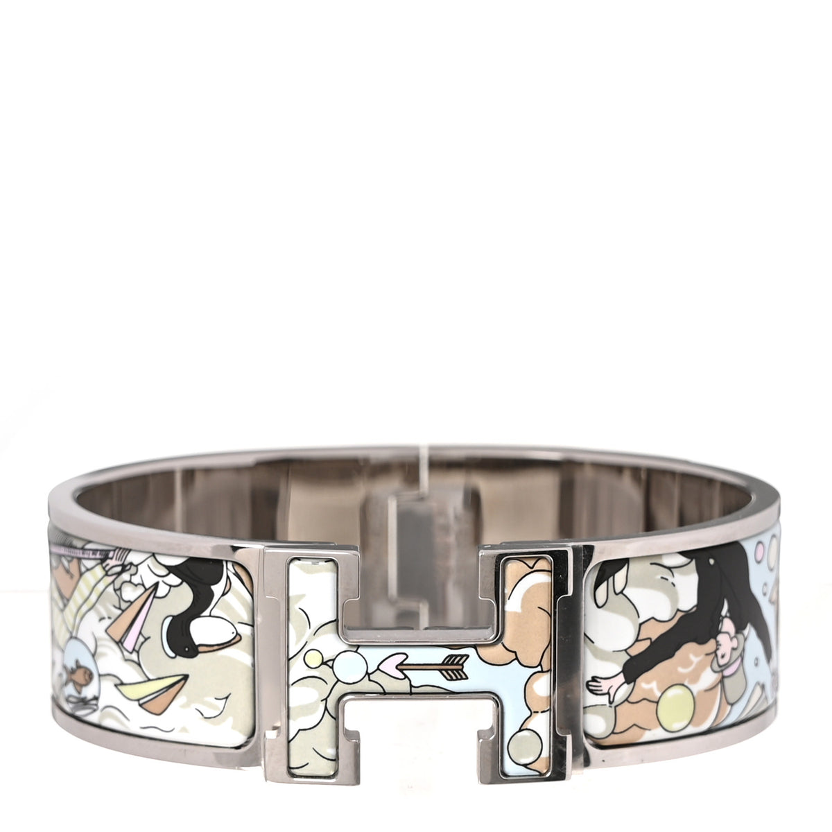 Enamel Printed Wide Dans Les Nuages Clic Clac H Bracelet PM Songe Pastel