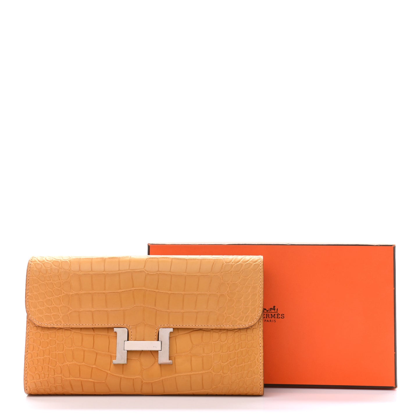 Matte Alligator Verso Constance Long Wallet Paille Sable