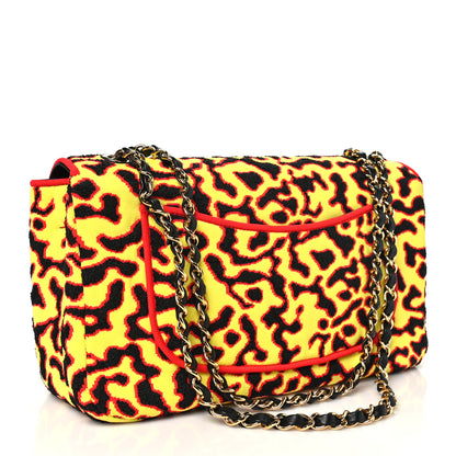 Chanel Mixed Fibers Magma Maxi Flap Yellow Black Red 2 of 10