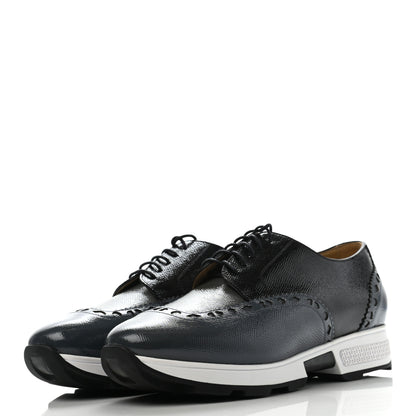 Hermes Patent Epsom Norton Richelieu Sneakers 39.5 Bleu Ardoise Gris 3 of 8