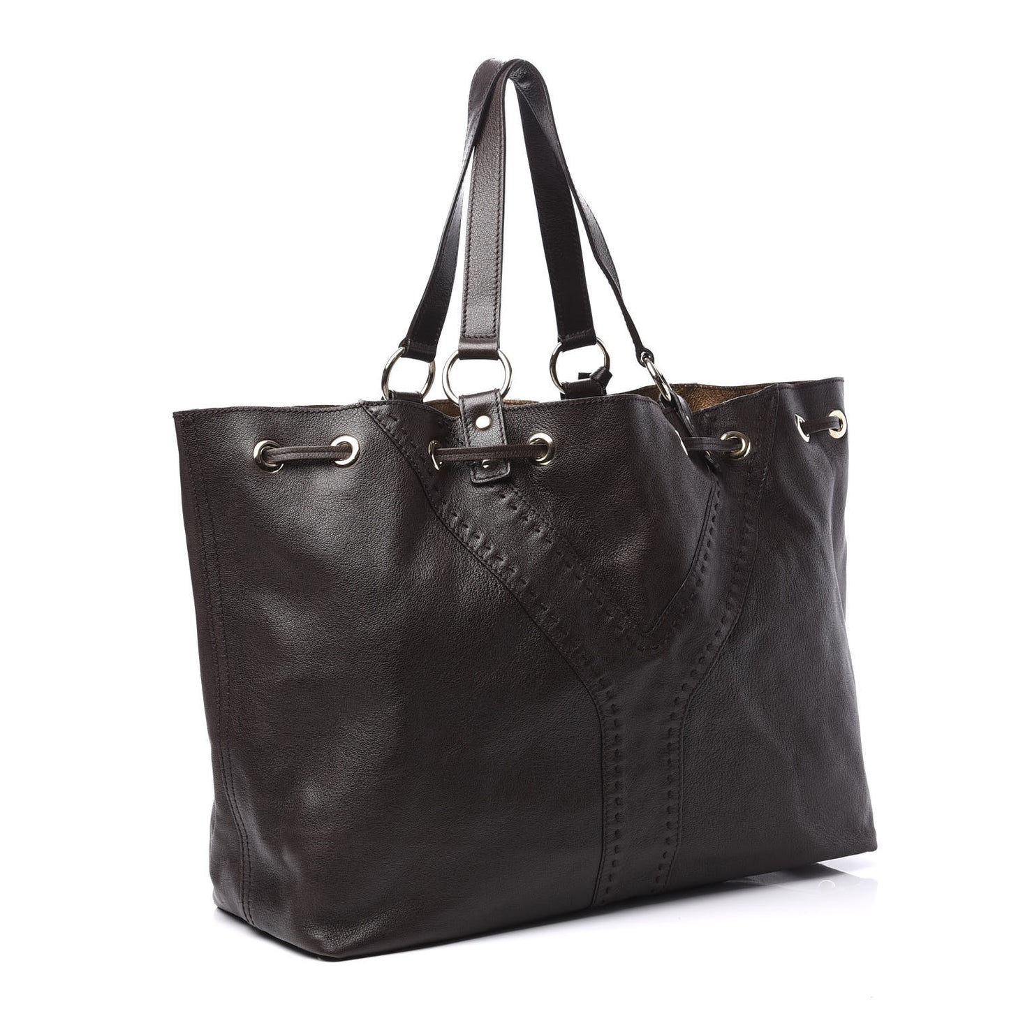 Calfskin Reversible Double Sac Y Tote Gold Brown