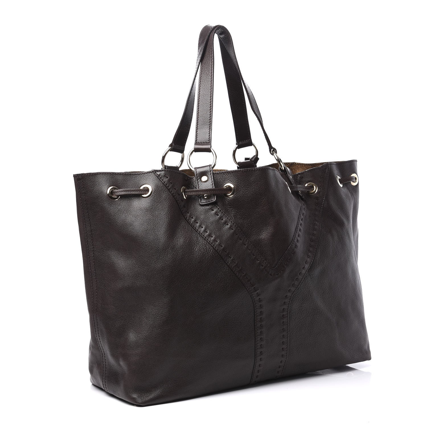 Saint Laurent Calfskin Reversible Double Sac Y Tote Gold Brown 2 of 8