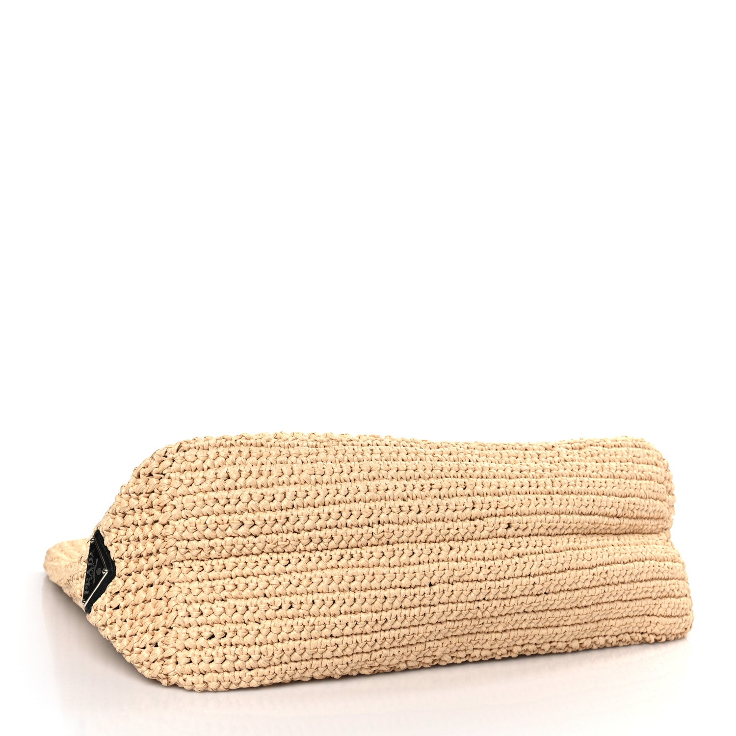 Prada Yarn Raffia Effect Crochet Embroidered Logo Tote Naturale 4 of 8