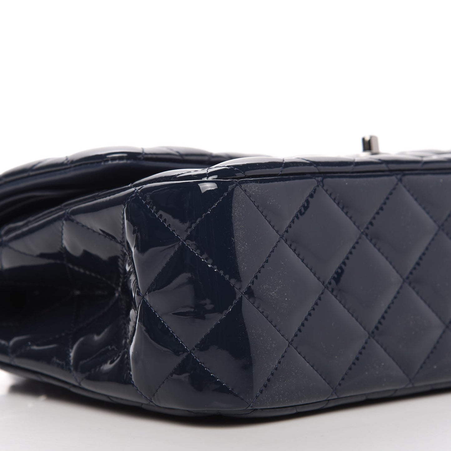 Patent Quilted Jumbo Double Flap Navy
