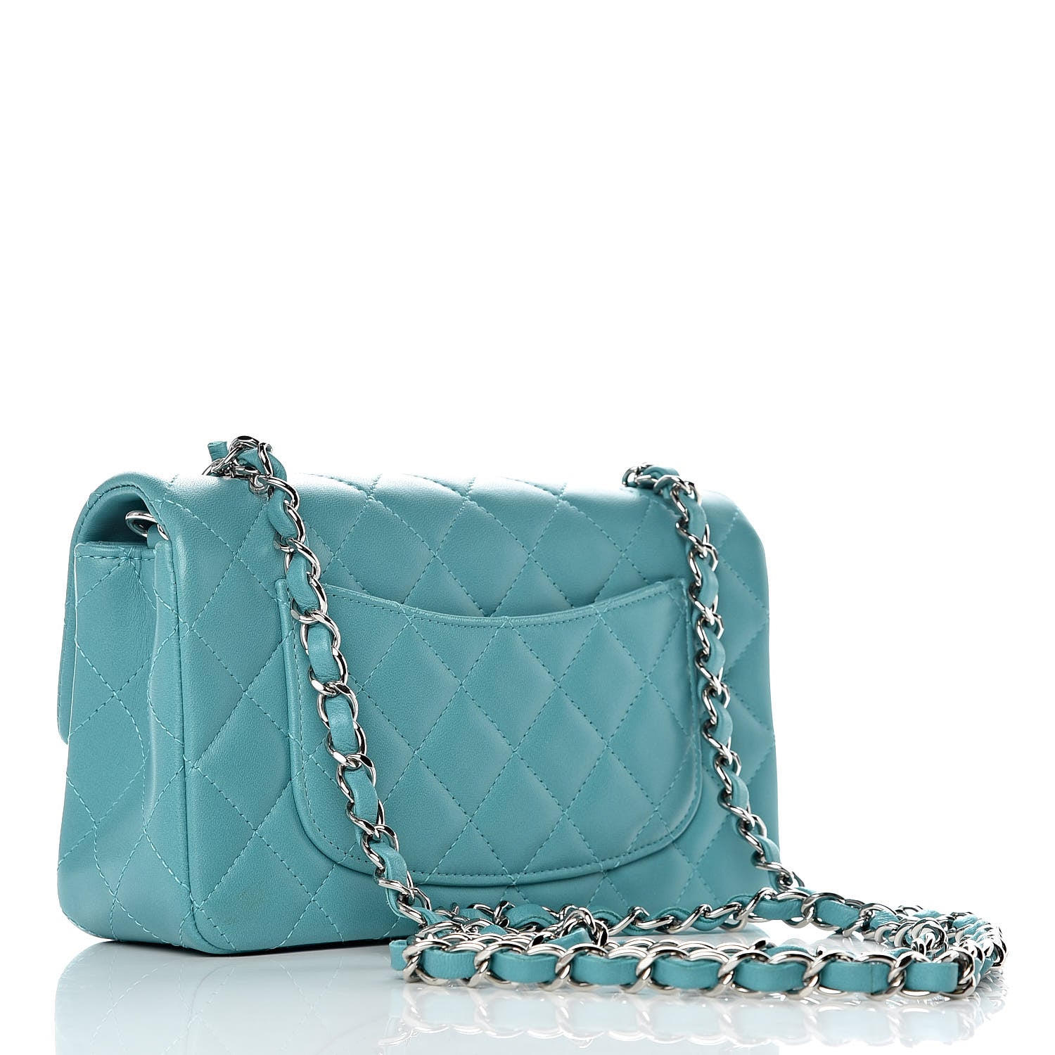 Chanel Lambskin Quilted Mini Rectangular Flap Turquoise 3 of 10