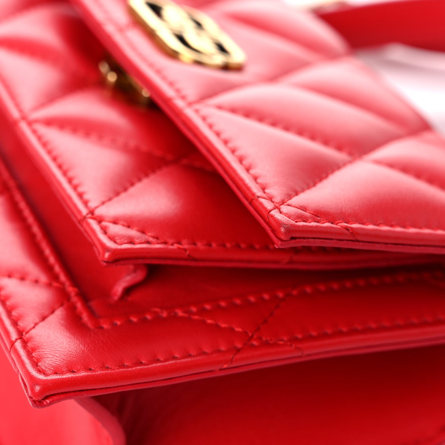 Balenciaga Nappa Calfskin Quilted XS Sharp Top Handle Bag Bright Red 15 of 17