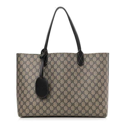 Gucci Calfskin GG Supreme Monogram Medium Reversible Tote Black 1 of 16