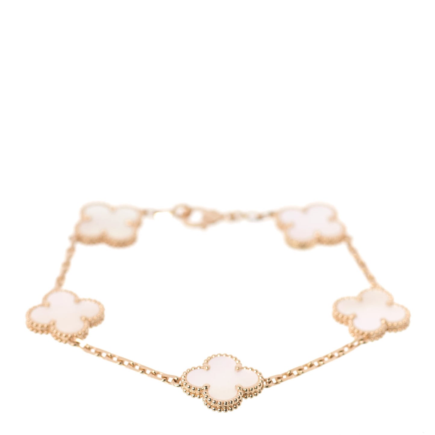 18K Yellow Gold Mother of Pearl 5 Motifs Vintage Alhambra Bracelet