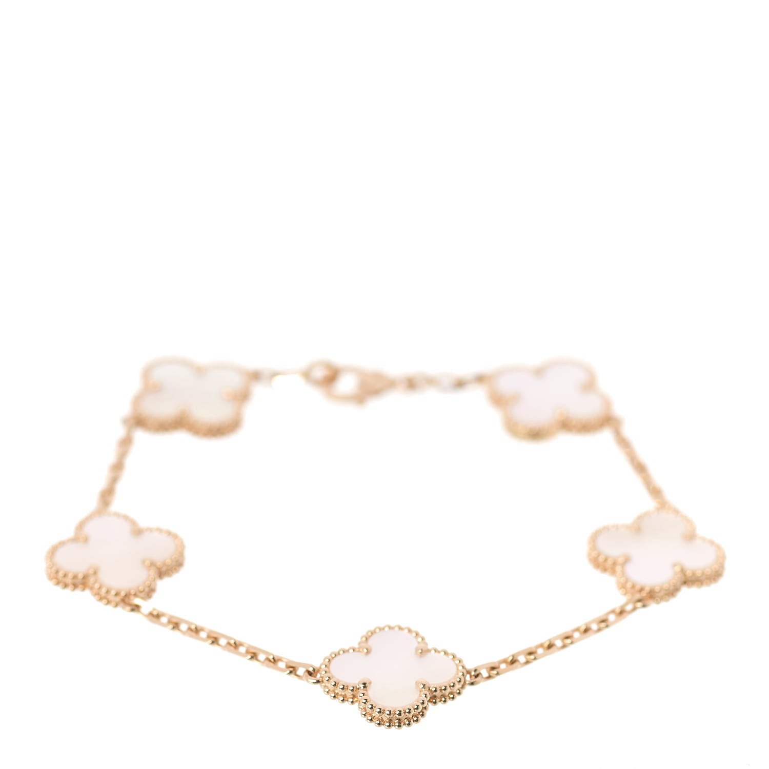 Van Cleef & Arpels 18K Yellow Gold Mother of Pearl 5 Motifs Vintage Alhambra Bracelet 1 of 6