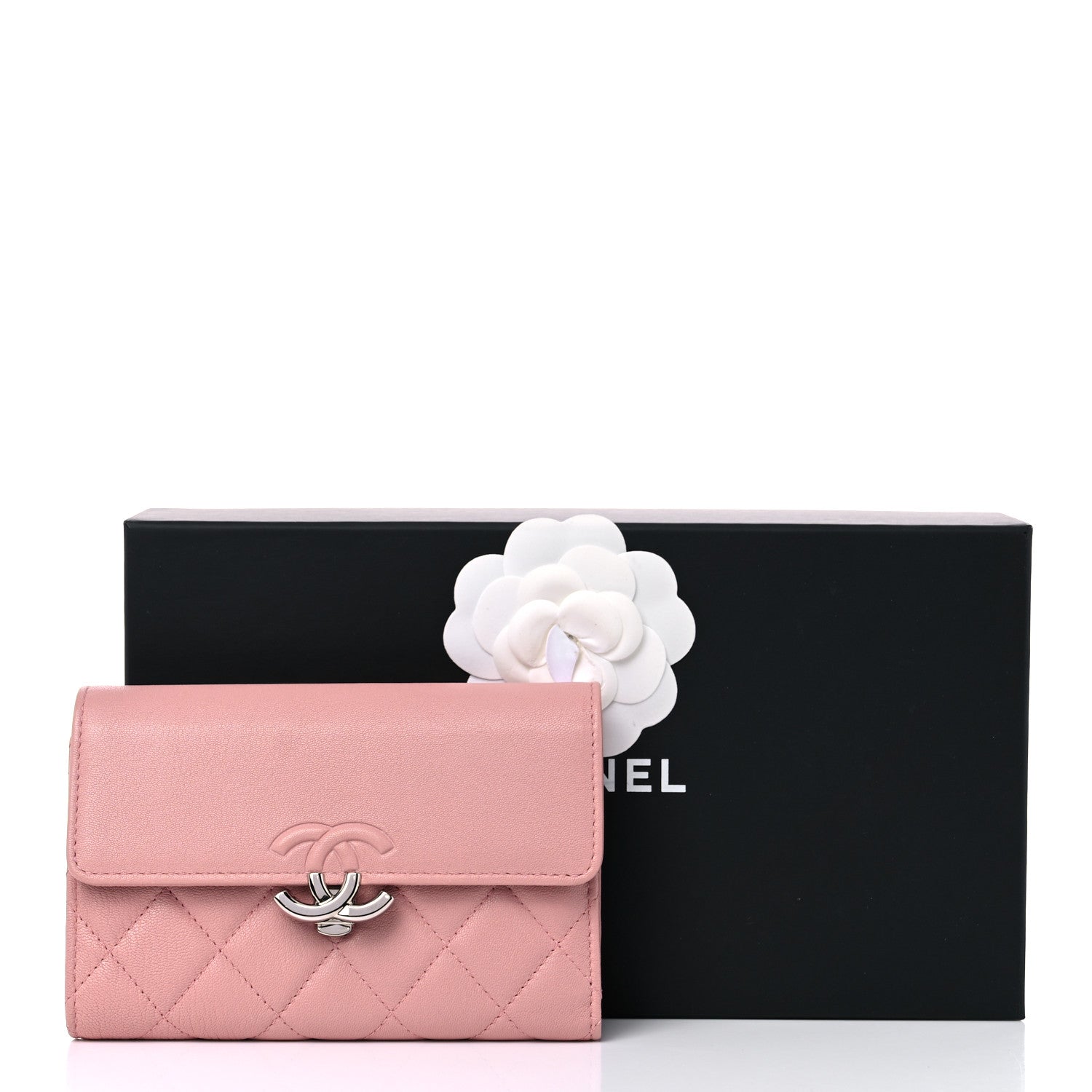 Chanel Lambskin Quilted CC Box Flap Wallet Light Pink 10 of 10