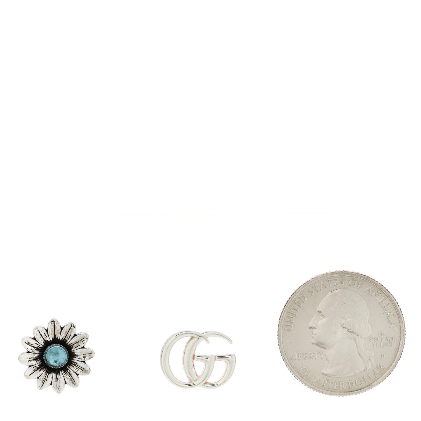 Sterling Silver Blue Topaz Flower Marmont Double G Earrings