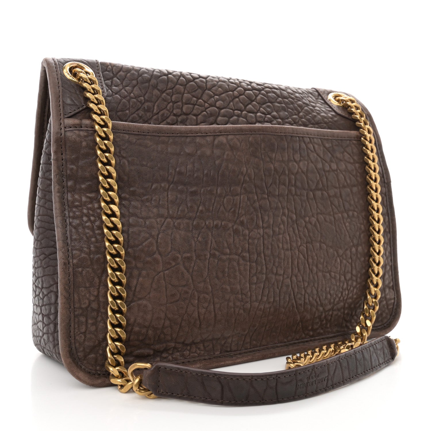 Saint Laurent Grained Lambskin Monogram Medium Niki Chain Satchel Dark Cork 3 of 11