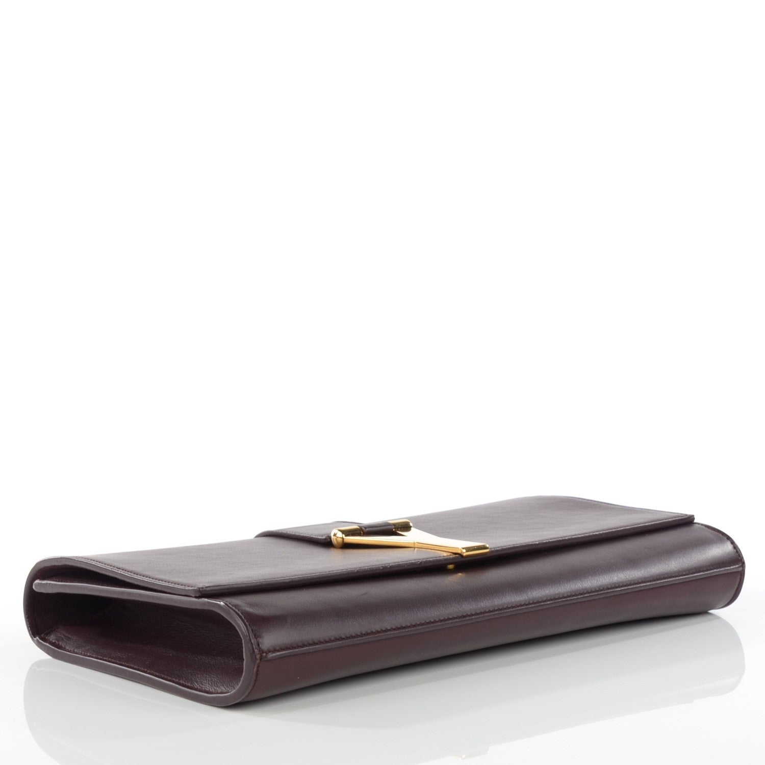 Saint Laurent Calfskin Classic Y Ligne Clutch (Wine) 4 of 8