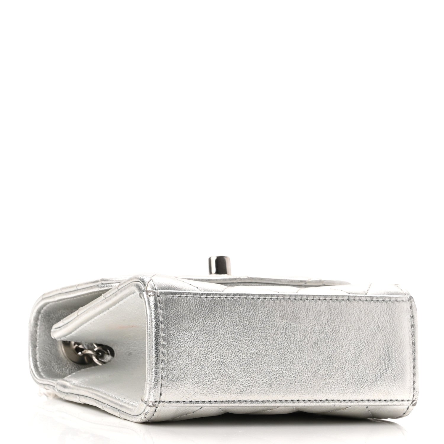 Chanel Metallic Lambskin Quilted Mini Trendy CC Clutch With Chain Silver 4 of 11