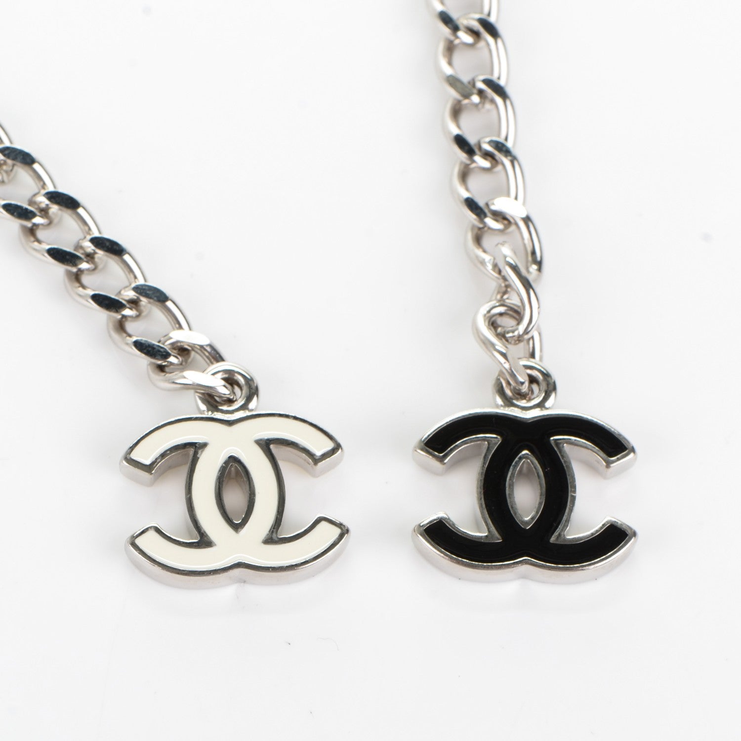Chanel Enamel Camellia Chain Belt Silver White 4 of 5