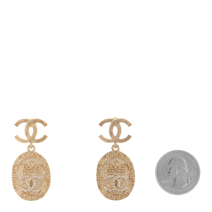 Chanel Metal CC Crystal Drop Earrings Gold 2 of 5