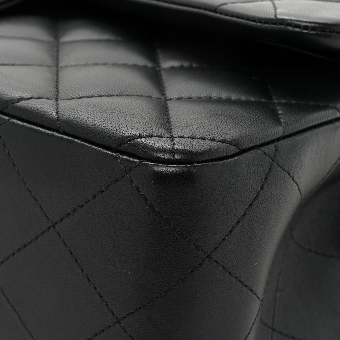 Lambskin Quilted Jumbo Double Flap Black