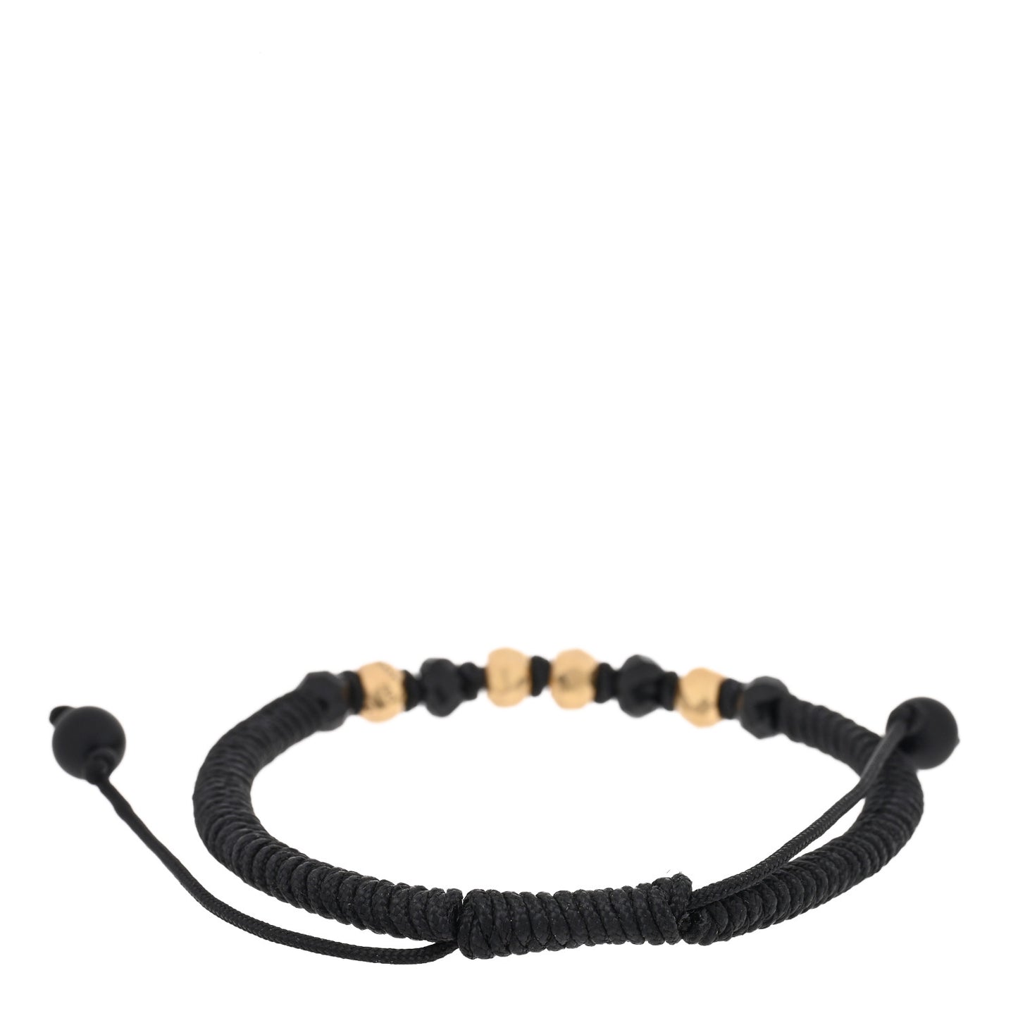 18K Yellow Gold Black Onyx Nylon Fortune Woven Bracelet Black