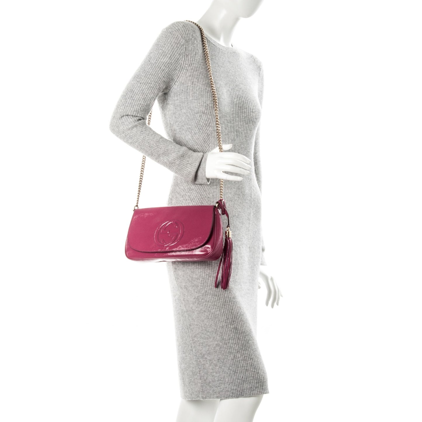 Patent Medium Soho Flap Crossbody Bright Bougainvillea