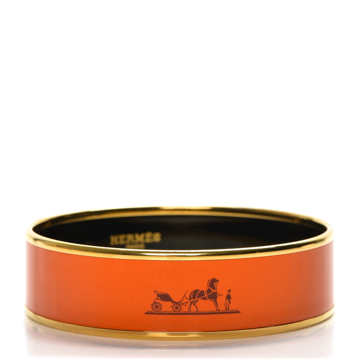 Enamel Printed Caleche Wide Bracelet 65 Orange