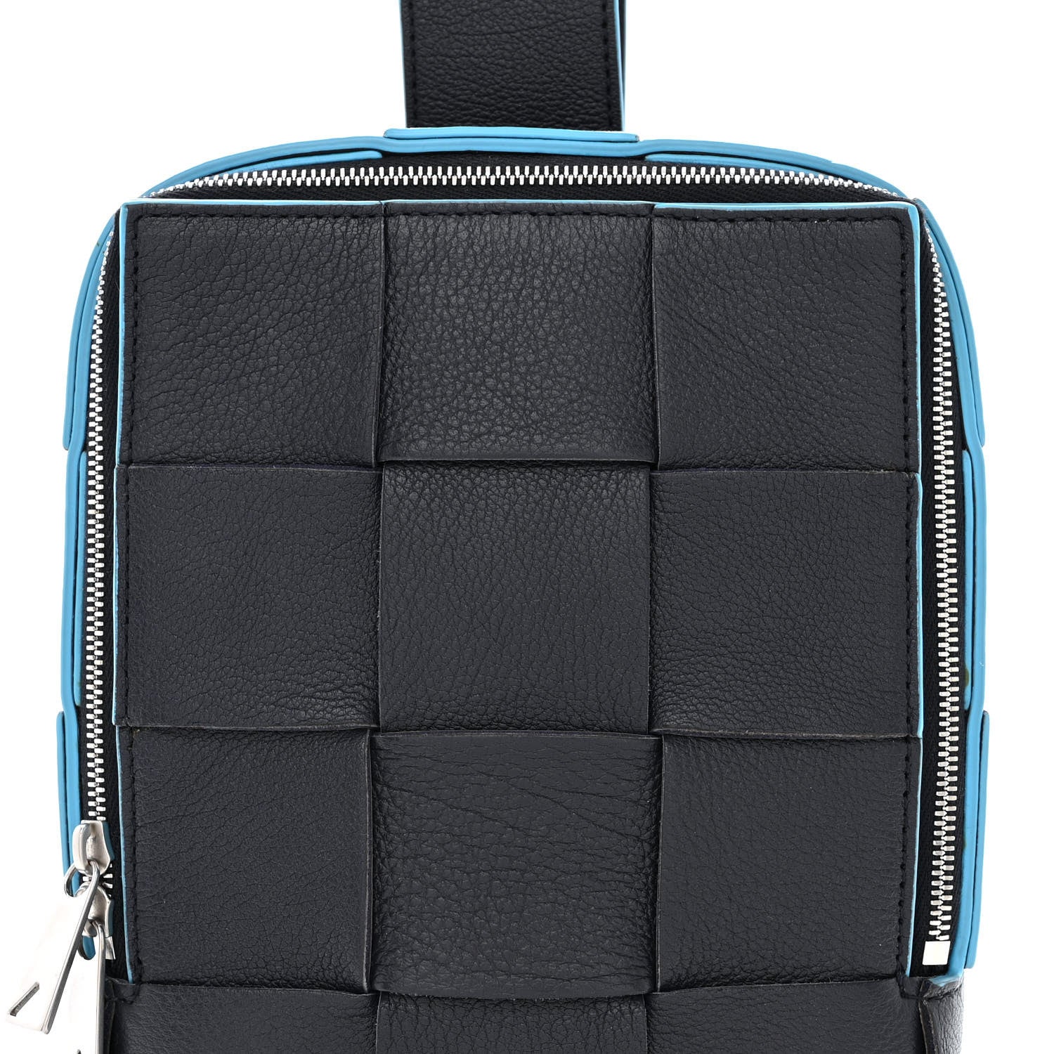 Bottega Veneta Grained Calfskin Intreccio Mini Cassette Sling Bag Deep Blue Pool 8 of 10