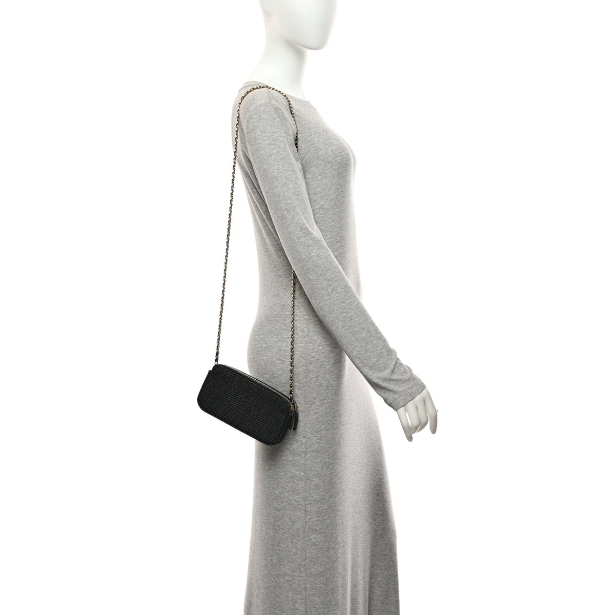 Chanel Lurex Straw Small Deauville Clutch With Chain Blue 2 of 14