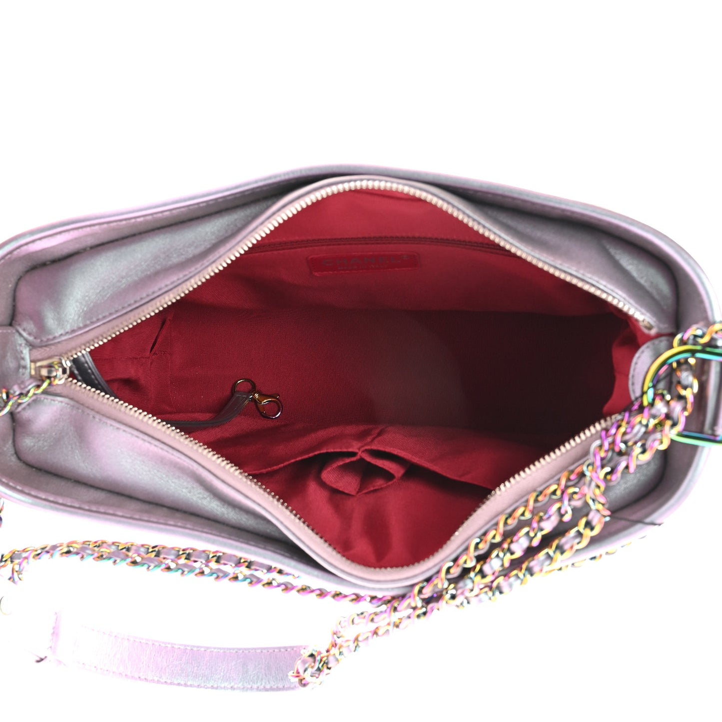 Iridescent Lambskin Calfskin Quilted Medium Gabrielle Hobo Light Purple