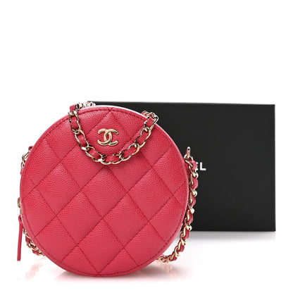 Chanel Caviar Quilted Round Clutch With Chain Pink 11 of 11