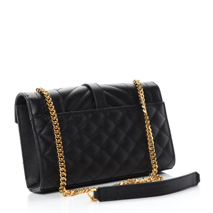 Saint Laurent Grain De Poudre Textured Mixed Matelasse Triquilt Small Monogram Satchel Black 3 of 11