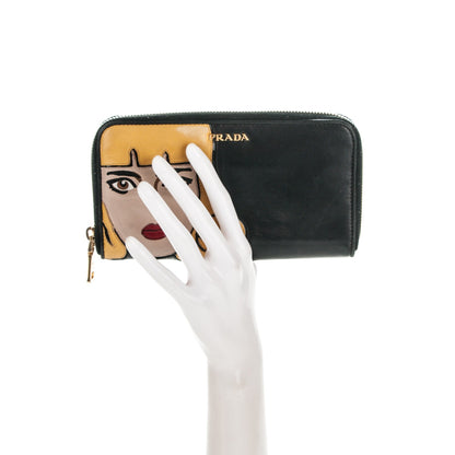 Prada Nappa Pop Girl Zip Around Wallet Nero Black 2 of 6