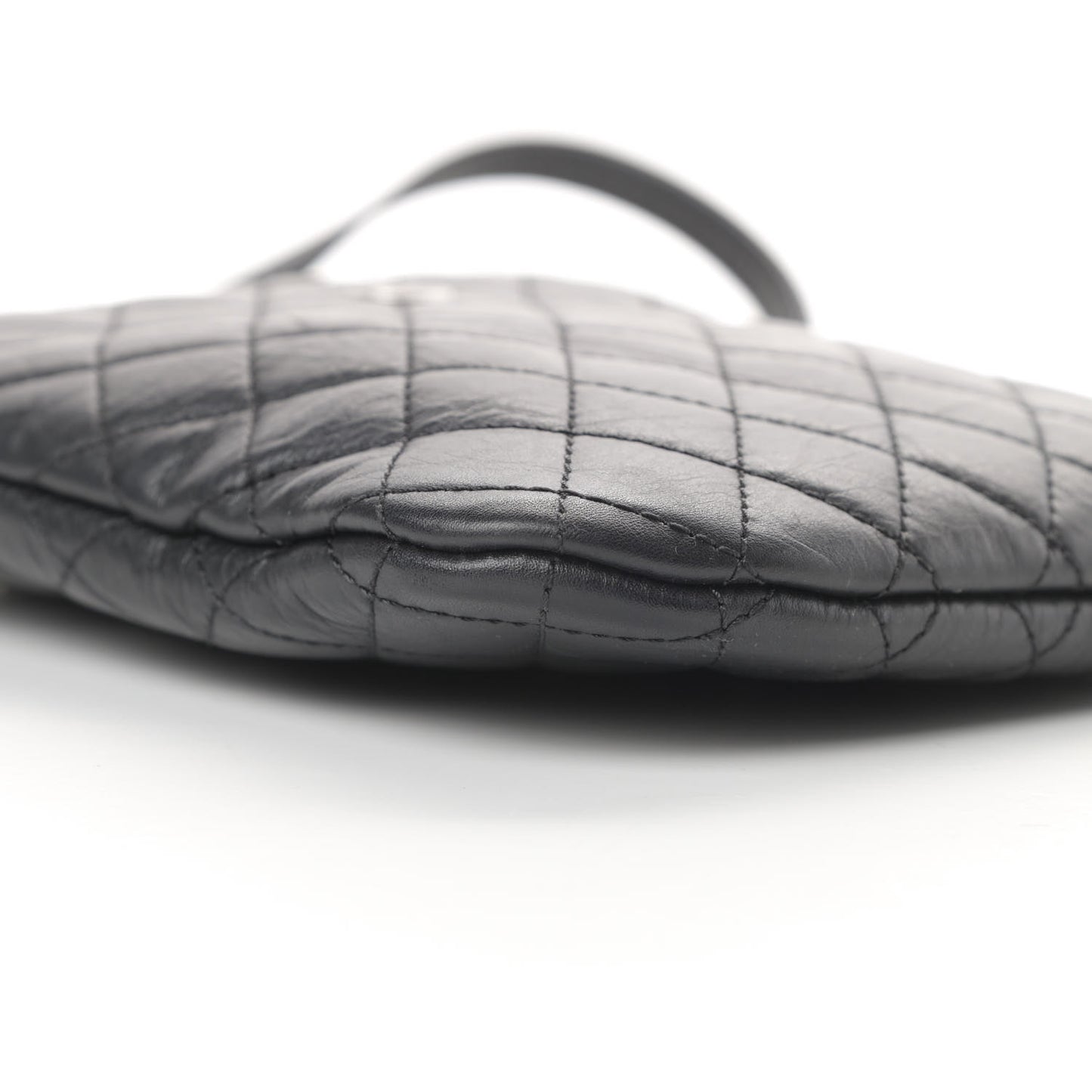 Aged Calfskin Quilted Crossbody Bag Black