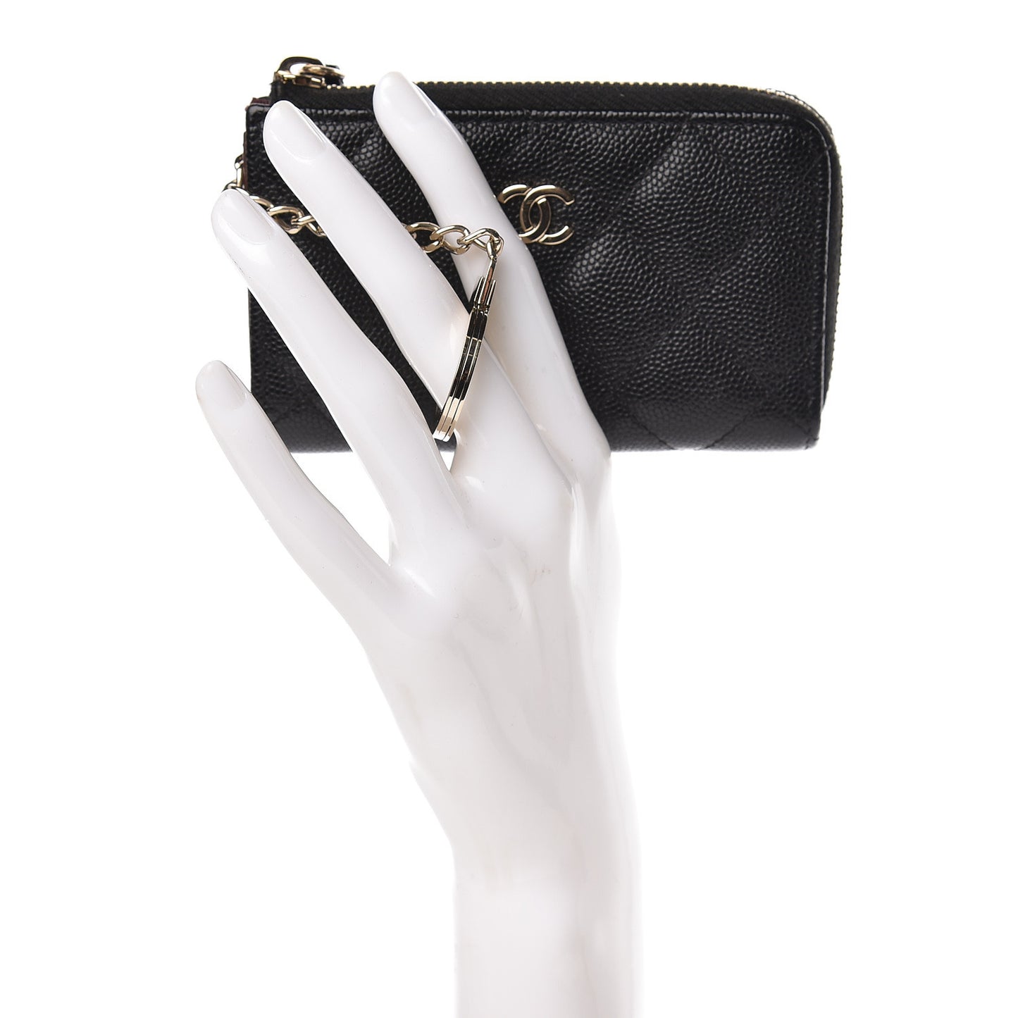 Caviar Quilted Key Holder Case Black