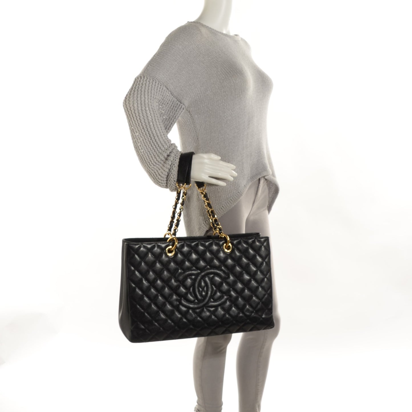 Caviar Quilted XL Grand Shopping Tote GST Black