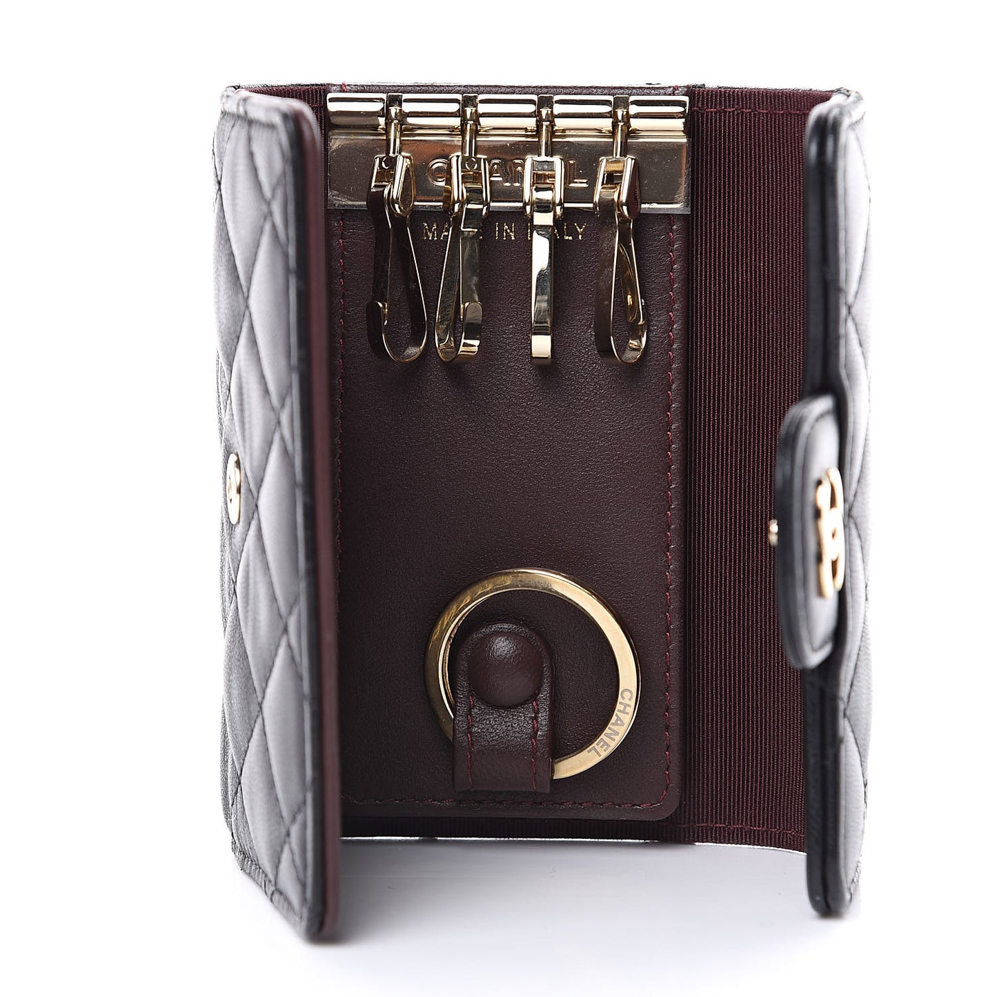 Lambskin Quilted 4 Key Holder Black