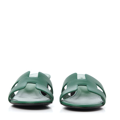 Hermes Calfskin Oasis Sandals 37 Vert Emeraude 4 of 18