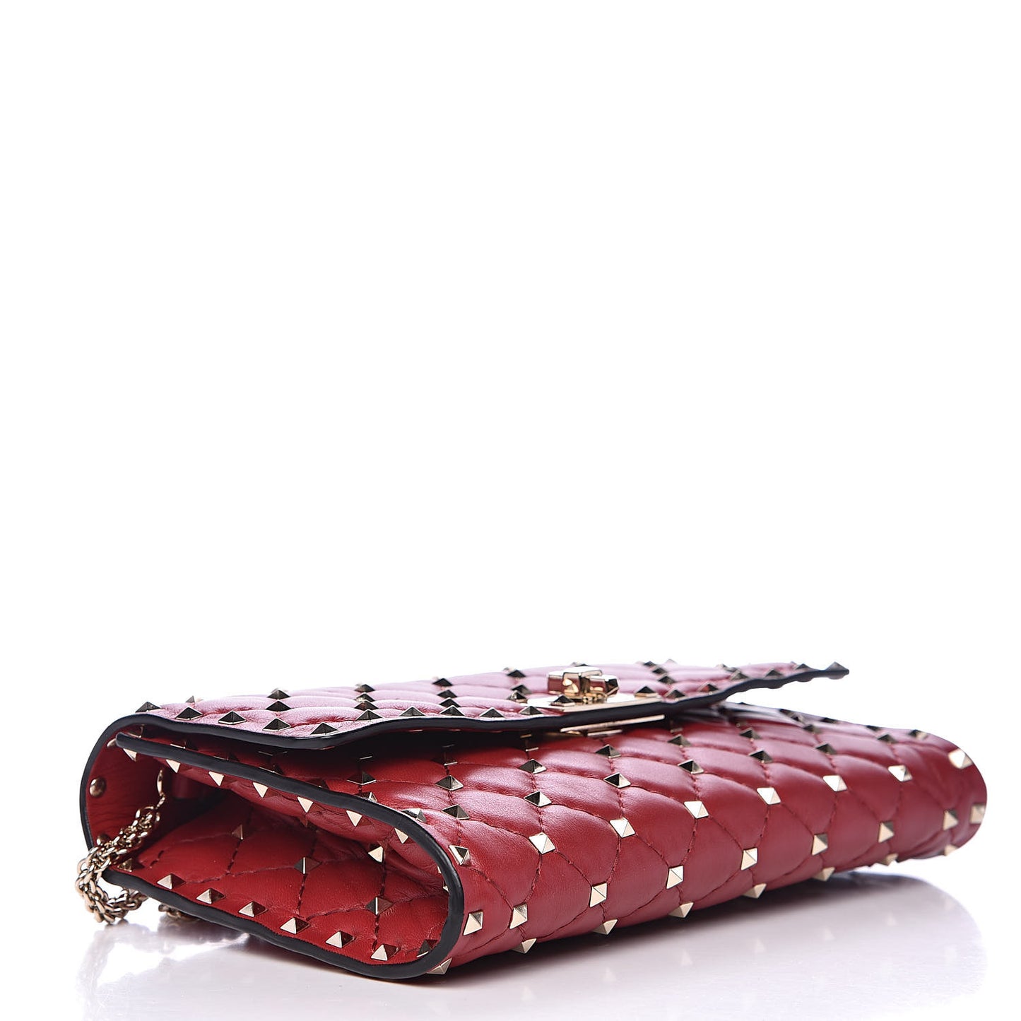 Nappa Rockstud Spike Wallet on Chain Rubino