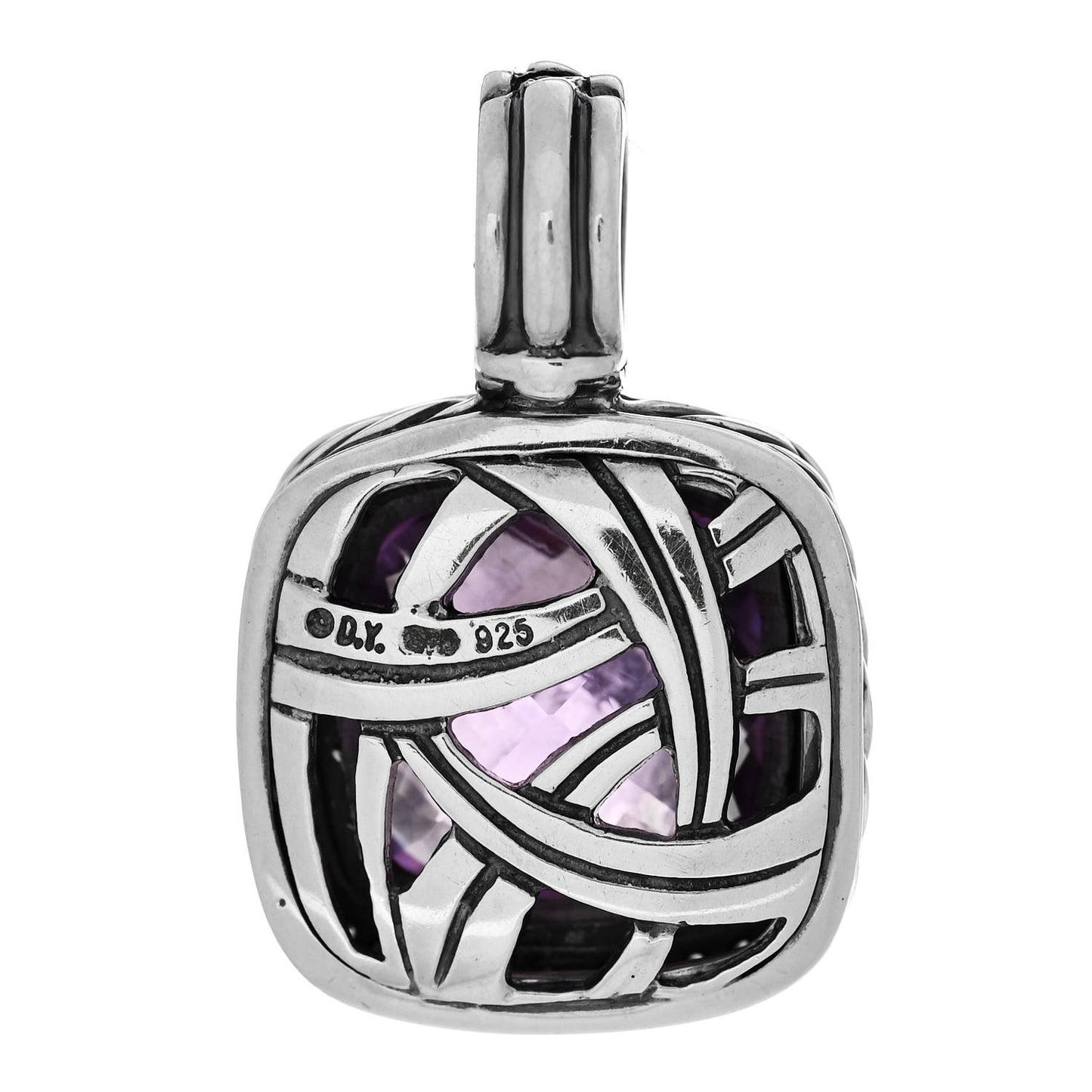 Sterling Silver Diamond Amethyst 14mm Albion Enhancer Pendant