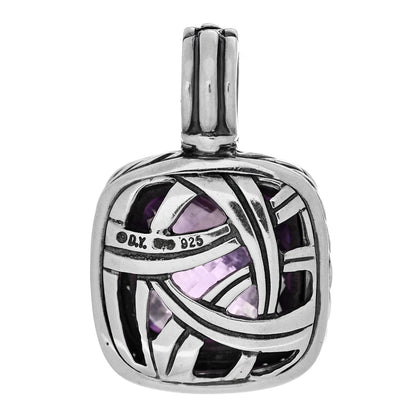 David Yurman Sterling Silver Diamond Amethyst 14mm Albion Enhancer Pendant 3 of 4