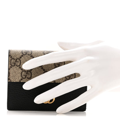 Gucci Dollar Calfskin GG Supreme Monogram GG Marmont Card Case Black Beige Ebony 2 of 7