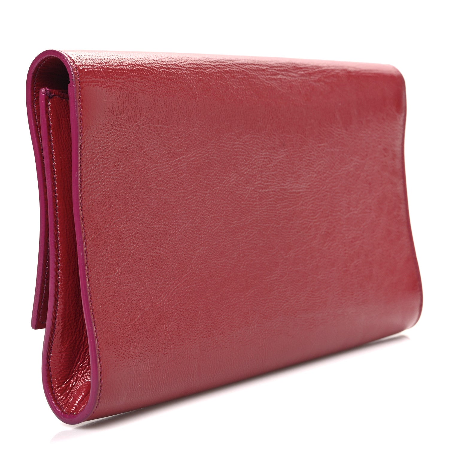 Saint Laurent Textured Patent Monogram Large Belle De Jour Clutch Red Red 3 of 9