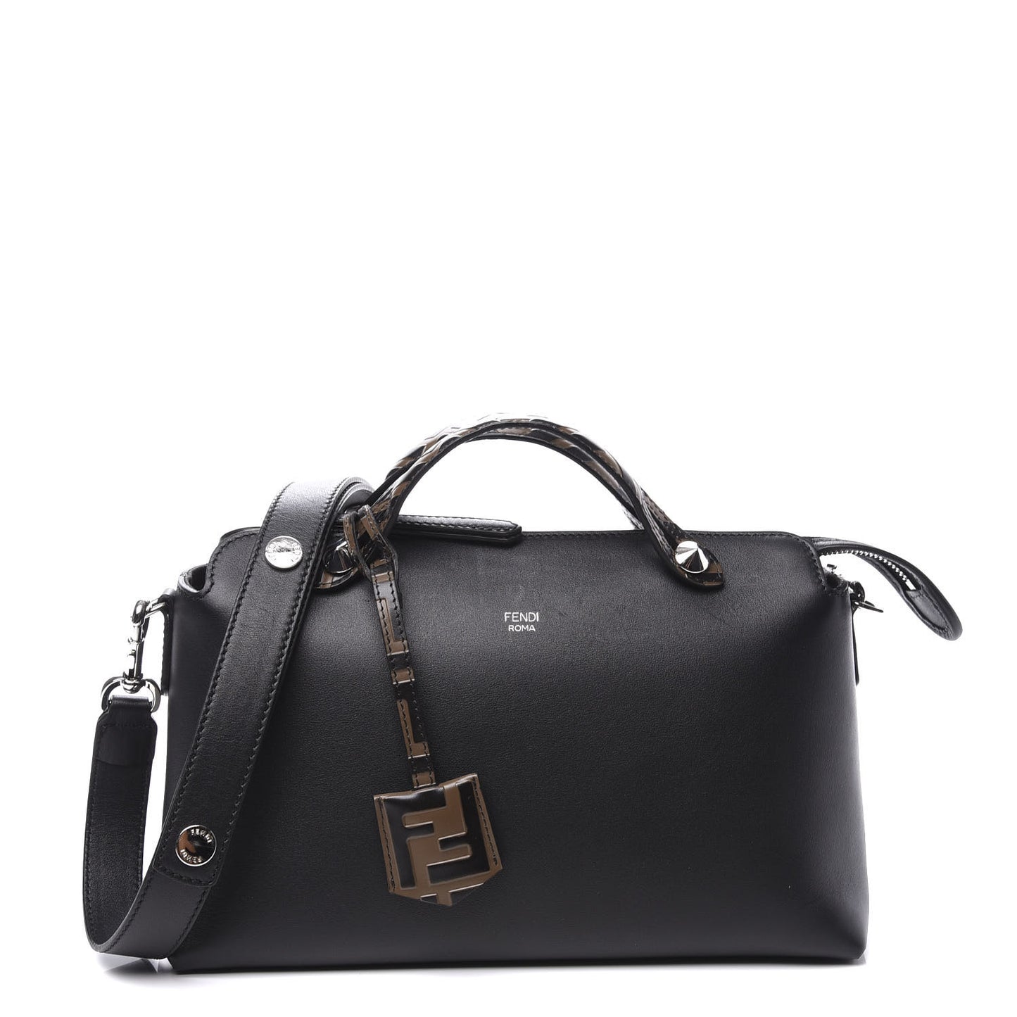 Vitello Dolce Bi-Color FF 1974 Embossed Medium By The Way Boston Bag Black Maya