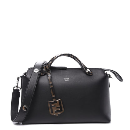 Fendi Vitello Dolce Bi-Color FF 1974 Embossed Medium By The Way Boston Bag Black Maya 1 of 12