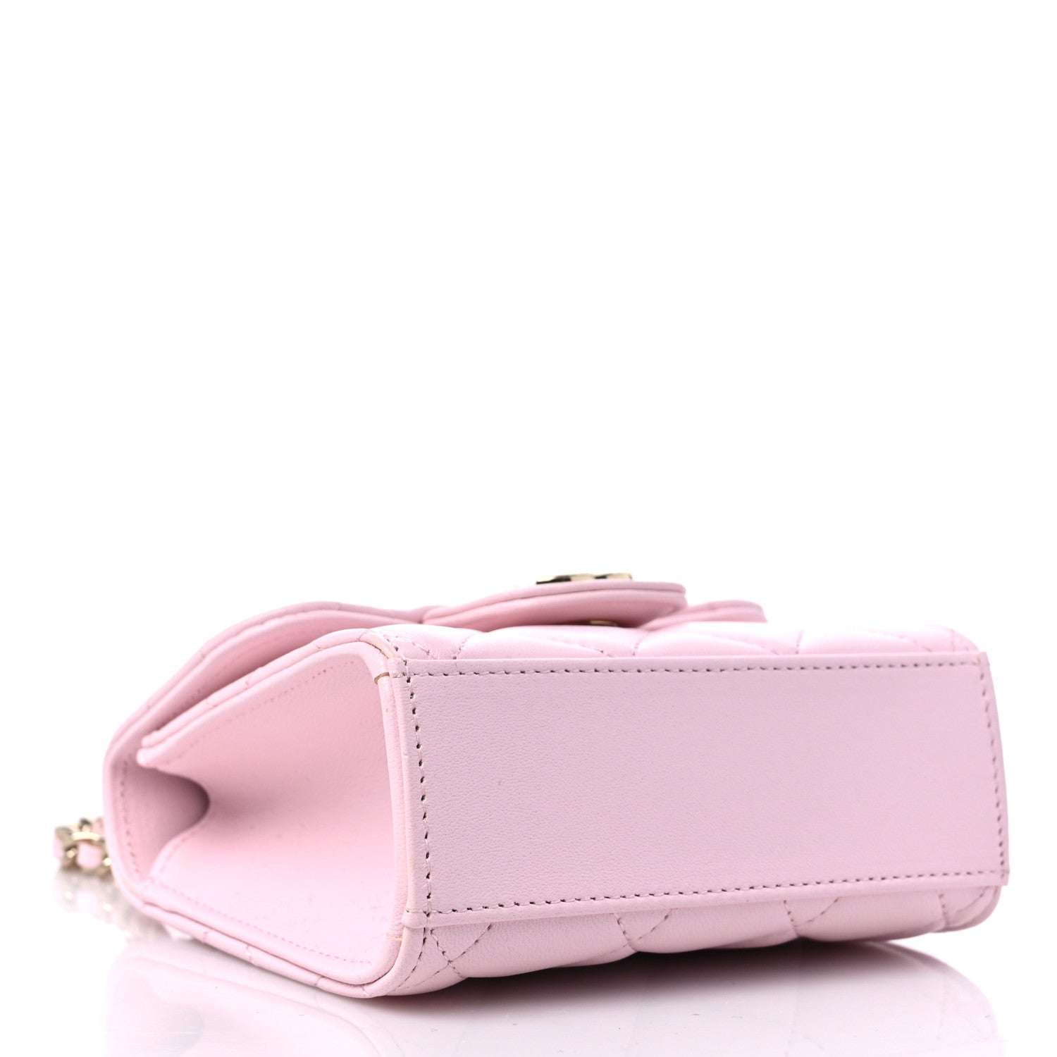 Chanel Lambskin Quilted Top Handle Clutch With Chain Light Pink 4 of 12