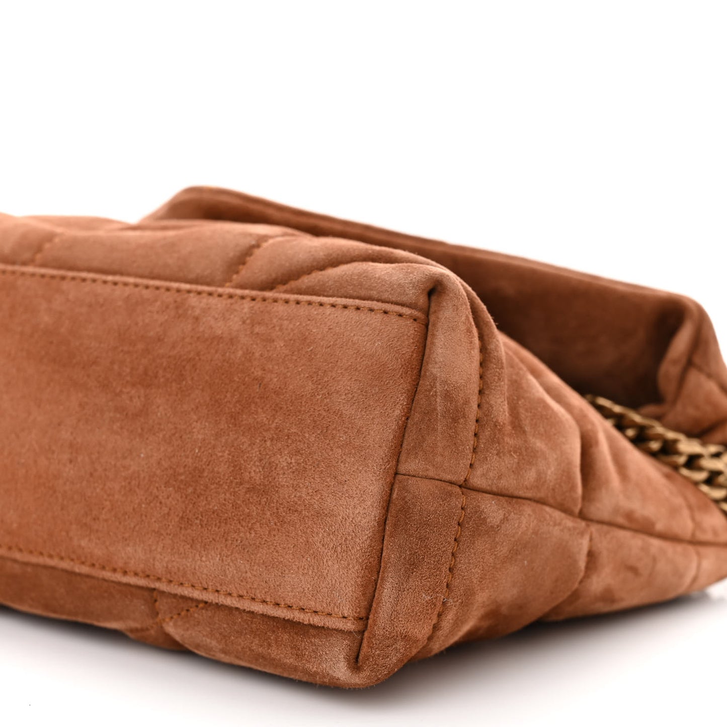 Suede Calfskin Quilted Toy Loulou Puffer Monogram Chain Satchel Cinnamon